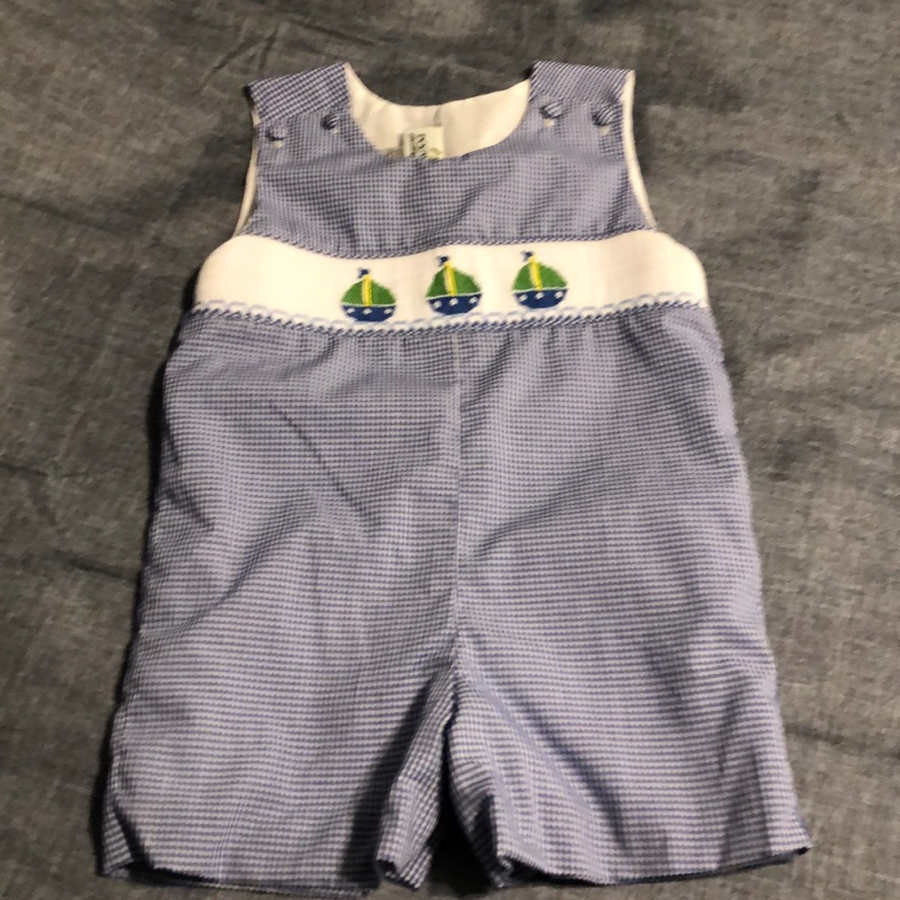 Smocked sailboat Jon Jon